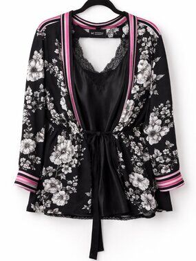 INC Floral Kimono + Satin Lace Slip Set Layered| Size 1X | Chic Work to Evening